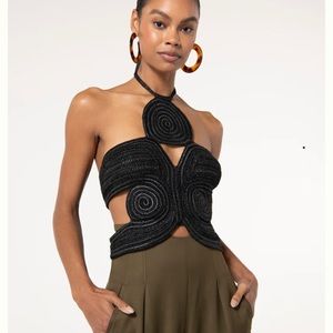 Cult Gaia blk archer crotchet top M
